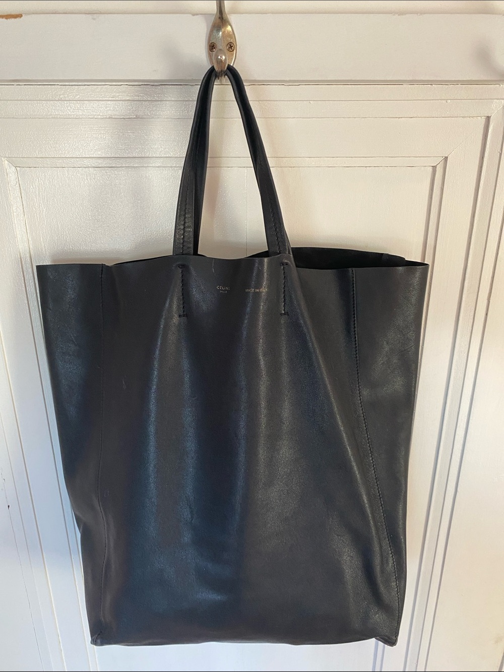 Celine Black Leather Tote Bag